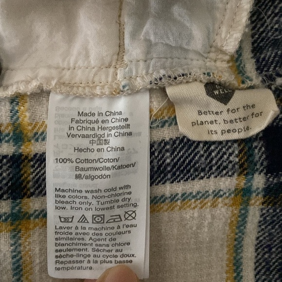 Madewell Women’s Cream Plaid 100% Cotton Long Sleeve Button Down Shirt Small - Picture 5 of 5